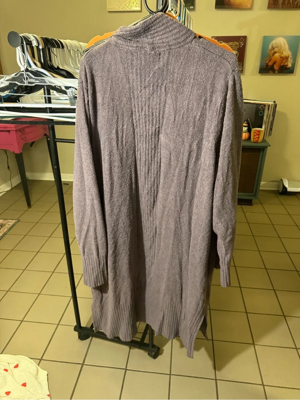 Barefoot Dreams Shawl-Collar Open Front Cardigan - Mauve Taupe
